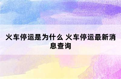 火车停运是为什么 火车停运最新消息查询